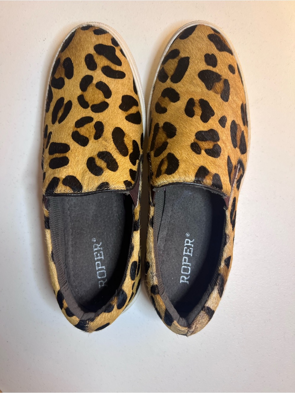 Womens Leopard Print Slip-On Sneakers - Tan/Black - Picture 3 of 7